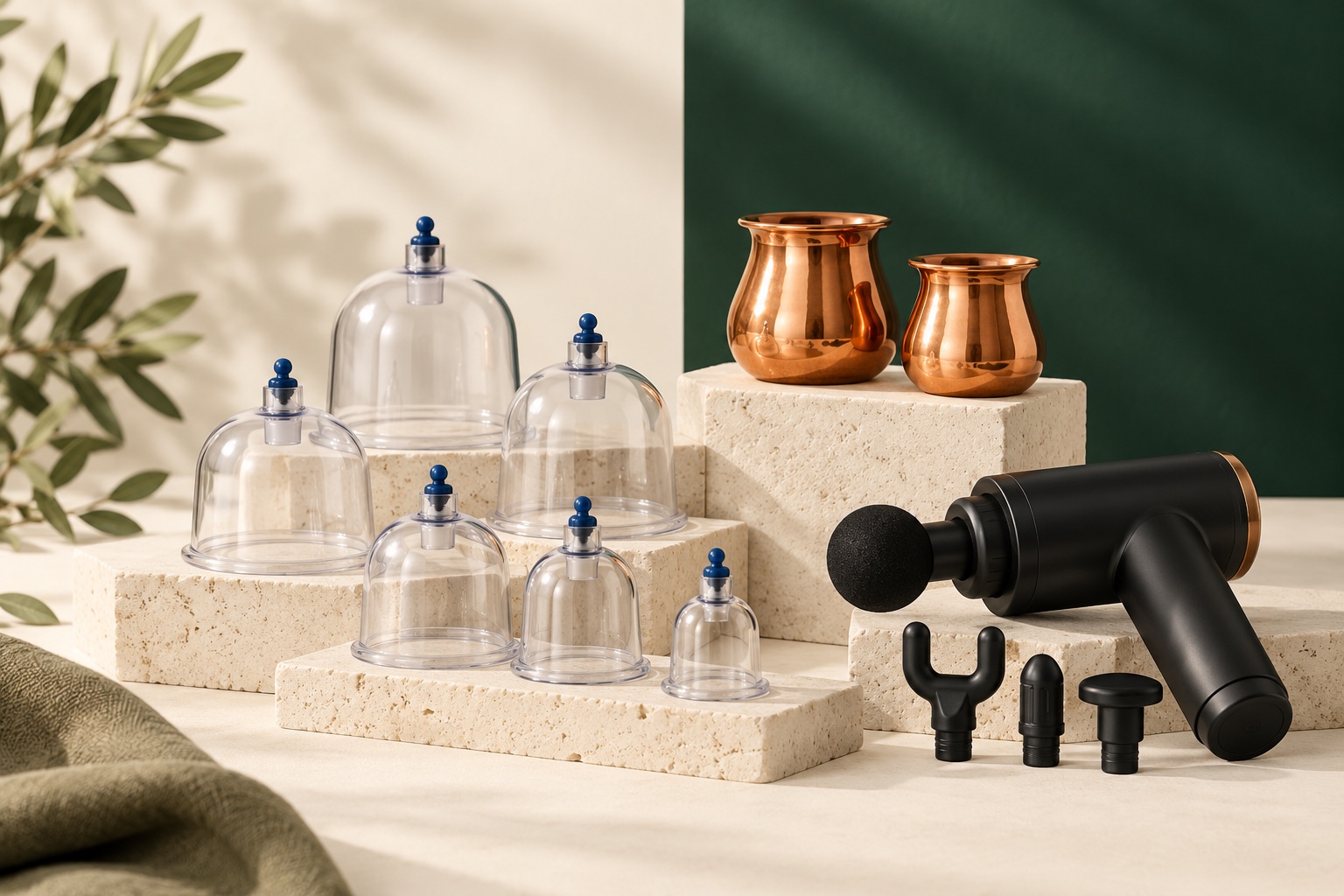 Matériel de hijama et de massage : ventouses, ventouses en cuivre et pistolet de massage